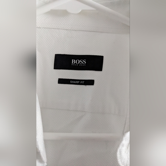 Boss, Hugo Boss, textured white button down shirt, 15.5 - Picture 2 of 4